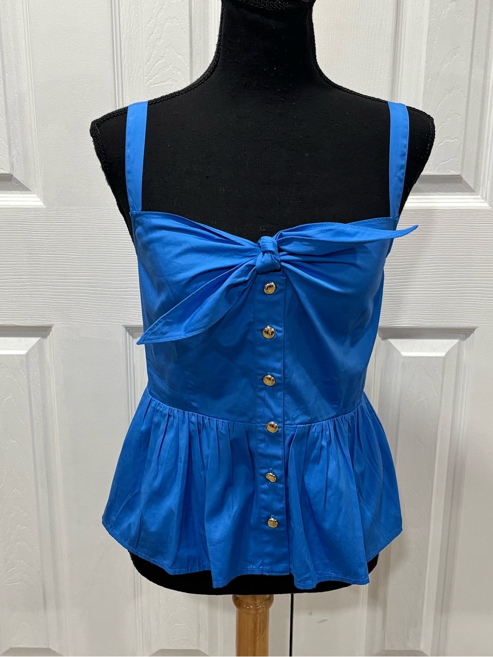 J CREW Blue Tie-Front Peplum Top IN SAIL BLUE SIZE 4